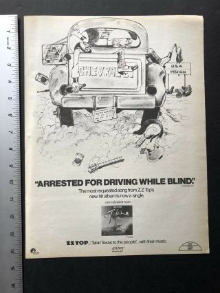 Zz Top 1977 " Arrested For Driving While Blind " Hit Single Promo Ad