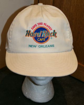 Vtg 80s Hard Rock Cafe Orleans Strapback Hat Cap Usa Made Rare Save Planet