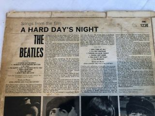 BEATLES VINYL RECORD ALBUM HARD DAYS NIGHT PARLAPHONE COLLECTIBLE RARE MONO 1964 4