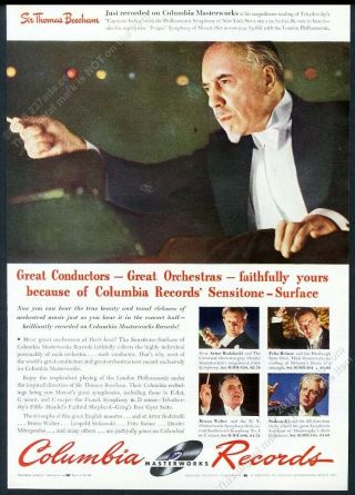 1942 Sir Thomas Beecham Photo Columbia Records Vintage Print Ad