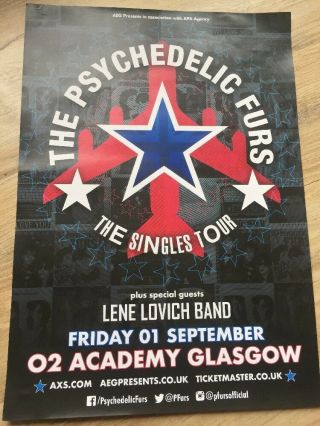 The Psychedelic Furs - Rare Concert / Gig Poster,  Glasgow - Sept 2017