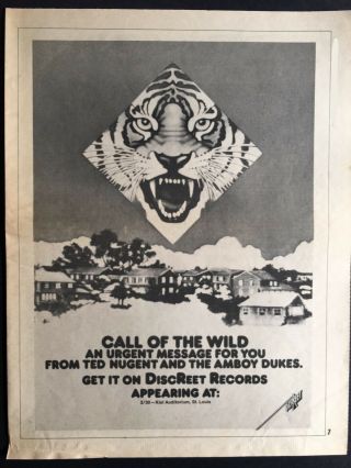 Ted Nugent 1974 W/the Amboy Dukes “call Of The Wild”
