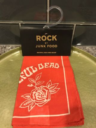Rock By Junk Food Grateful Dead Neck Scarf Bandanna Red 20 " Square Nwt