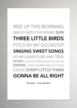Bob Marley - Three Little Birds - Colour Print Poster Art