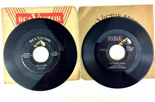 Elvis Presley 45 Rpm Records Hound Dog Blue Suede Shoes Rca Victor Qty 2 Sleeves