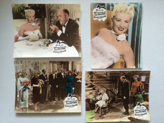 4 X German Lobby Cards - How To Marry A Millionaire - Monroe / Grable / Bacall