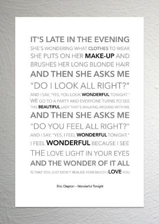 Eric Clapton - Wonderful Tonight - Colour Print Poster Art