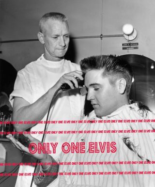Elvis Presley In The Army 1958 8x10 Photo Fort Chaffee Arkansas - Gi Haircut