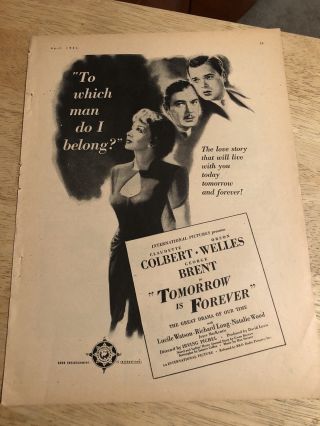 Vintage 1946 Movie Ads (2 Sided) - Tomorrow Is Forever / The Madonna 