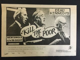 Dead Kennedys 1980 8x12 " Hit Single Print Ad For " Kill The Poor "