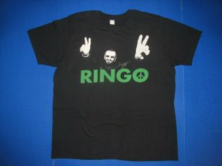 Ringo Starr Xl Black Shirt Worn Only Once The Beatles Drummer Peace Sign Drum