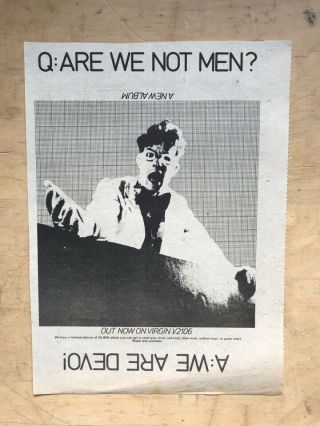 Devo Are We Not Men? (a) Memorabilia Music Press Advert From 1978 - Pri