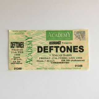 Deftones - 27/02/1998 Manchester Academy Concert Ticket Stub