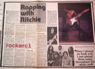 Deep Purple Rapping With Ritchie 1972 Uk Article / Clipping