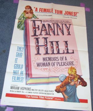 Mariam Hopkins,  Fanny Hill (‘66) 1 Sheet,  Vfn - Nm