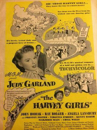 The Harvey Girls,  Judy Garland,  Full Page Vintage Promotional Ad