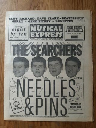 Nme Music Newspaper January 10th 1964 The Searchers Needles And Pins