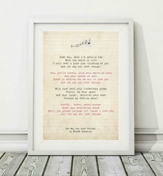 210 Frank Sinatra - The Way You Look Tonight - Song Lyric Poster Print - A4 A3