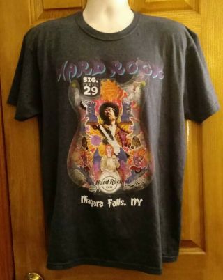 Hard Rock Cafe Jimi Hendrix T Shirt Sz Xl Black/grey Sig Series 29 Niagara Falls