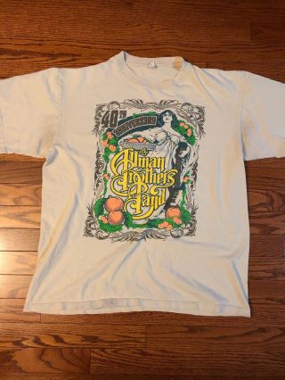 Allman Brothers Band 40th Anniversary Concert Tour T Shirt Mens Size Large Tan