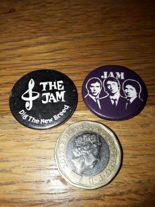 2 X Vintage 1970s/80s The Jam Badge Weller Mods Punk Wave Badges Pins Set J