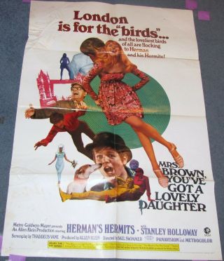 Herman’s Hermits,  Mrs.  Brown You’ve Got A Lovely Daughter (‘68) 1 Sheet Vg…