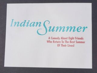 Indian Summer Vhs Release Press Kit 1993