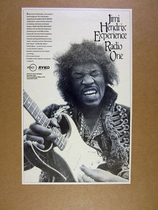 1988 Jimi Hendrix & Fender Stratocaster Photo Radio One Album Promo Print Ad