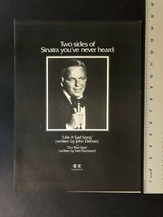 Frank Sinatra 1976 11x14 Hit Single “like A Sad Song & Dry Your Eyes Ad