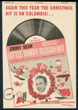 1957 Jimmy Dean Photo Little Sandy Sleighfoot Record Release Trade Print Ad