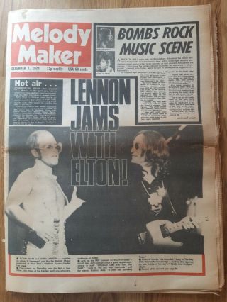 Melody Maker Newspaper December 7th 1974 John Lennon Jams With Elton John
