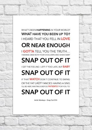Arctic Monkeys - Snap Out Of It - Song Lyric Art Poster - A4 Size