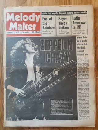 Melody Maker Newspaper February 1st 1975 Led Zeppelin Crazy John Lennon Advert