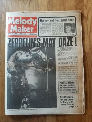 Melody Maker Newspaper March 15th 1975 Led Zeppelin Cover And Earls Court Advert