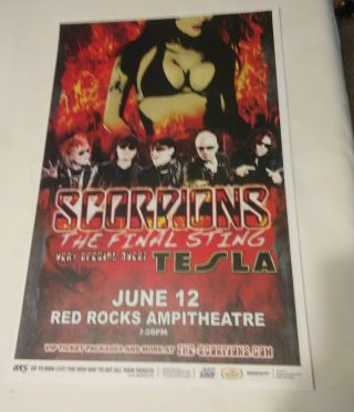 Scorpions Tesla Concert Poster 6 - 12 - 13 Red Rocks