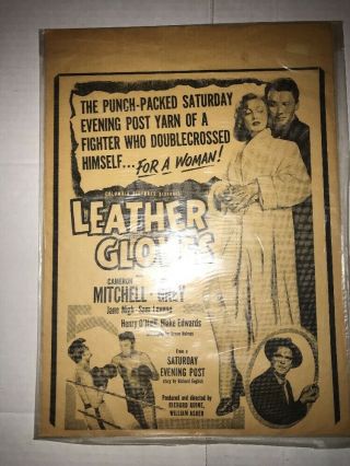 Leather Gloves Movie Lobby Card 1948 Cameron Mitchell Virginia Grey 13x10 3/4