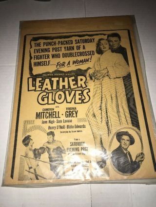 Leather Gloves Movie Lobby Card 1948 Cameron Mitchell Virginia Grey 13x10 3/4 2