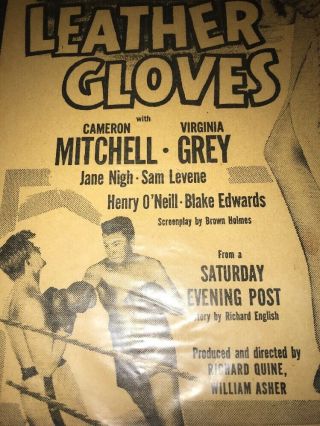 Leather Gloves Movie Lobby Card 1948 Cameron Mitchell Virginia Grey 13x10 3/4 4