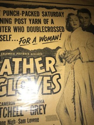 Leather Gloves Movie Lobby Card 1948 Cameron Mitchell Virginia Grey 13x10 3/4 5