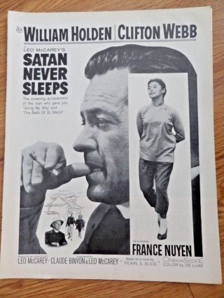 1962 Movie Ad Satan Never Sleeps William Holden