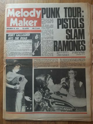 Melody Maker Newspaper November 20th 1976 Punk Tour Sex Pistols Slam Ramones