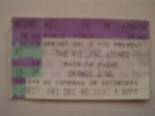 The Rolling Stones 1997 Orange Bowl Concert Ticket Stub Florida