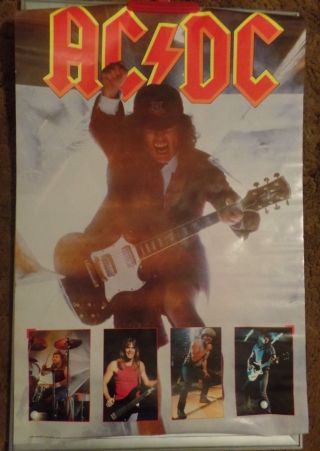 Vintage 1988 - Ac/dc Poster " Blow Up Your Video Poster 35”x24” Angus Young
