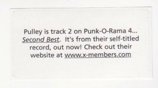 PULLEY Sticker - Epitaph PUNK O RAMA Record - Punk Rock - Promo Decal - vtg 2