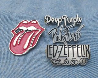 Rolling Stones Led Zeppelin Deep Purple Pink Floyd Pin Badge Hard Rock