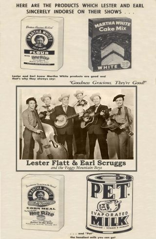 Flatt & Scruggs Gibson Banjo Martin Guitar Martha White Flour Pet Milk Poster