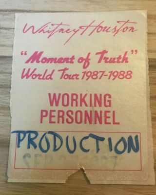 Whitney Houston Moment Of Truth 1987 1988 Tour Unpeeled Pass Crew