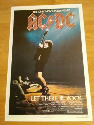 Ac/dc " Let There Be Rock " Movie Poster,  12.  5 " X19 "