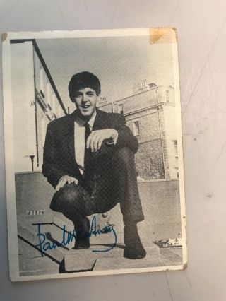 1964 T.  C.  G.  The Beatles Signed Trading Card 1st Series No.  58 Paul Mccartney