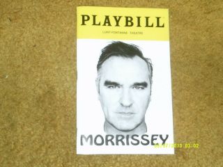 Morrissey Us Concert Program Playbill 5/19 Lunt - Fontanne Theatre,  Ny 56 Pp.  (nm)